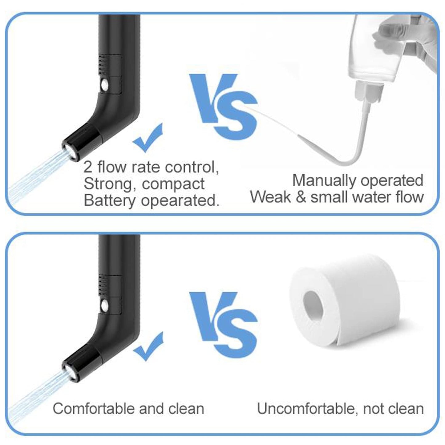 Portable Travel Bidet Electric Rechargeable Handheld Personal Bidet Sprayer for Hygiene Cleaning for Toilet with 2.3 liters Water container (Black)