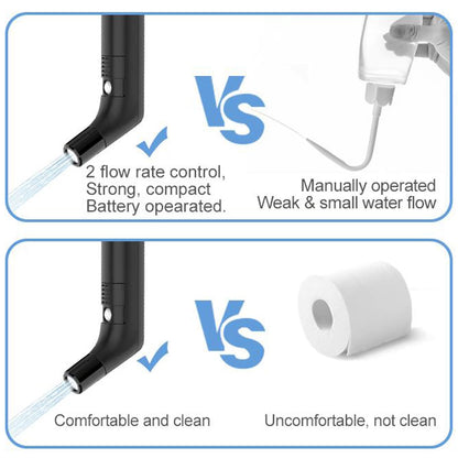 Portable Travel Bidet Electric Rechargeable Handheld Personal Bidet Sprayer for Hygiene Cleaning for Toilet with 2.3 liters Water container (Black)