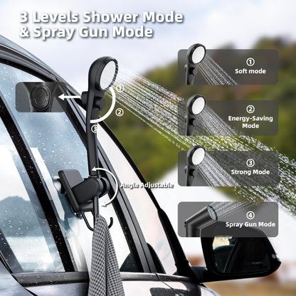 Portable Camping Shower, 6000mAh Rechargeable Shower Pump, LED Display Spray Gun & 20 L Foldable Bucket, Outdoor Shower for Outdoor Camping Hiking,Beach, Travel, Pet Bath, Car Washing, Surf & Boat Cleaning